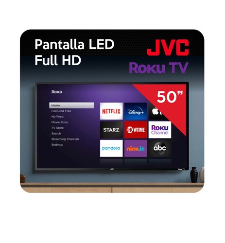 Pantalla Smart TV JVC LED de 50 pulgadas 4K/UHD SI50UR con Roku TV