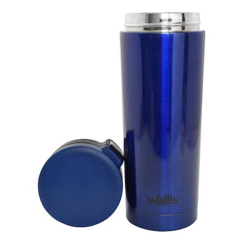 Termo con botón de seguridad antiderrames, 500 ml, azul rey metálico