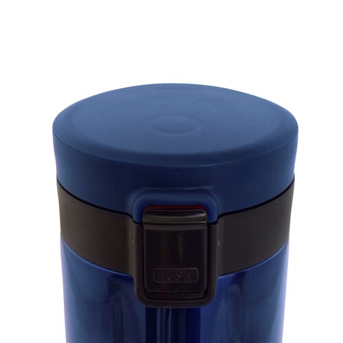 Termo con botón de seguridad antiderrames, 500 ml, azul rey metálico