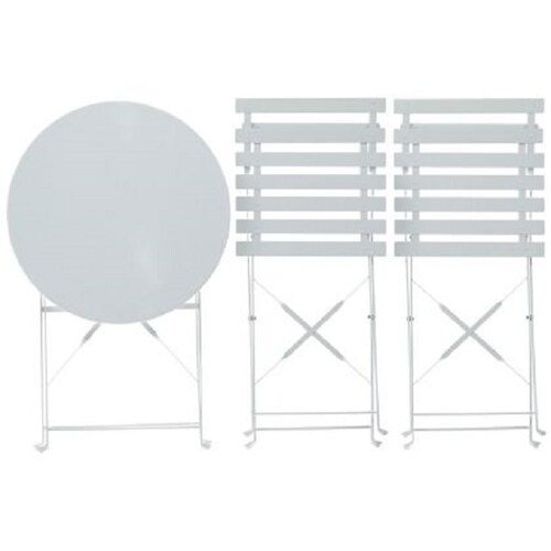 Juego de mesas y sillas  Balcon metalico 3 piezas blanco