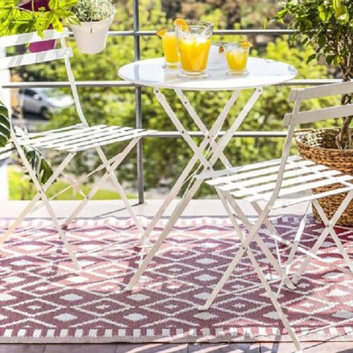 Juego de mesas y sillas  Balcon metalico 3 piezas blanco