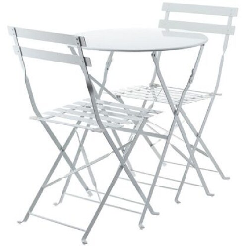 Juego de mesas y sillas  Balcon metalico 3 piezas blanco