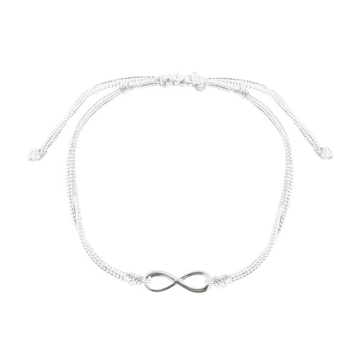 Set con 2 Pulseras de hilo con infinito de plata .925.