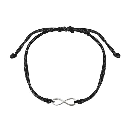 Set con 2 Pulseras de hilo con infinito de plata .925.