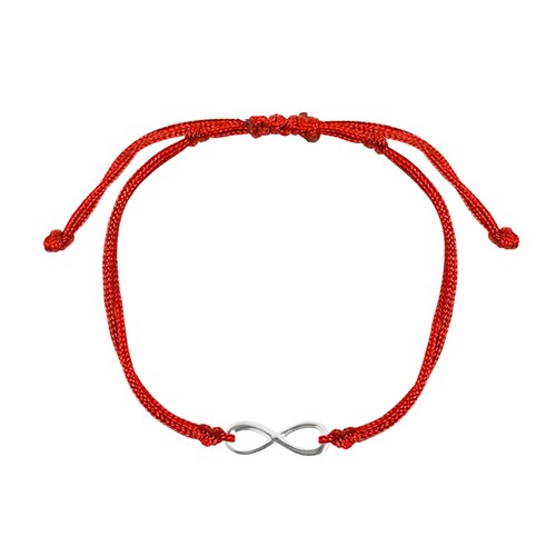 Set con 2 Pulseras de hilo con infinito de plata .925.