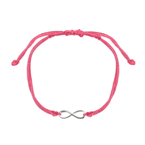Set con 2 Pulseras de hilo con infinito de plata .925.