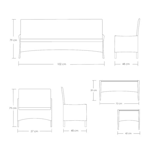 Juego de sala para jardín 3 sofas + 1 mesa mimbre sintentico y mesa de vidrio templado