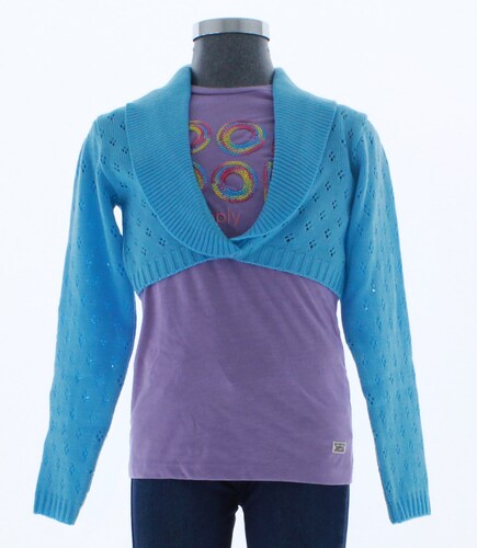 Sueter Niña Bolero Azul Tejido 3020 10 a 16 Años.