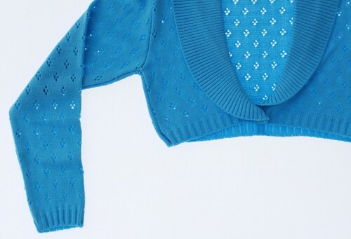 Sueter Niña Bolero Azul Tejido 3020 10 a 16 Años.