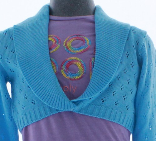 Sueter Niña Bolero Azul Tejido 3020 10 a 16 Años.