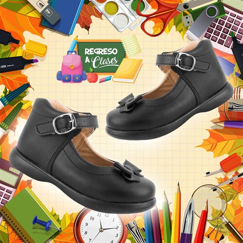 Zapato Bota Niña Arco Soporte Escolares Negros 201-408-n