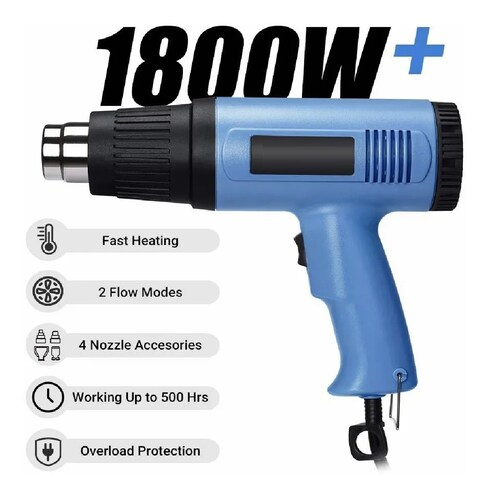 Pistola De Calor De Temperatura Regulable 4 Boquillas 2000w