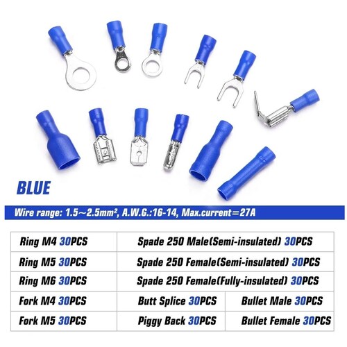 Kit 840 Terminales Aisladas Conductores Conector Cable Electrico