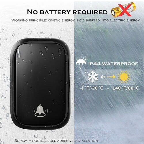 Timbre Inalámbrico Exterior Puerta Autoalimentación Sin Pila