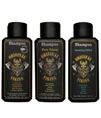 ORIGINAL VIKING | Shampoo Pure Viking. Shampoo Totalmente Premium con proteína, sin formaldehídos, sin sulfatos, sin amonia, sin parabenos, sin alcohol, sin sal añadida, sin siliconas. 400ml