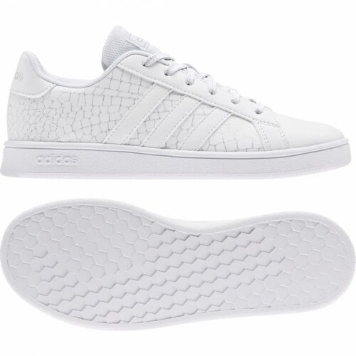 Tenis Casual Adidas Gran Court k Blanco-Niñas FW4575.