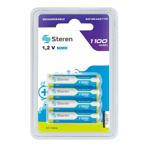 Paquete de 4 pilas recargables de alta capacidad "AAA" NiMH 1100 mAh 