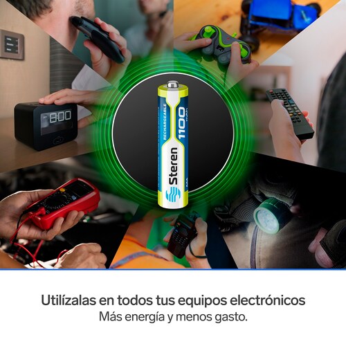 Paquete de 4 pilas recargables de alta capacidad "AAA" NiMH 1100 mAh 