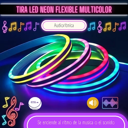 Tira Led Neón Flex WIFI Multicolor Audiorítmica 5 metros DOSYU DY-PL03-WIFI