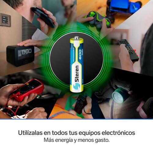 Paquete de 4 pilas recargables "AAA" NiMH 600 mAh 