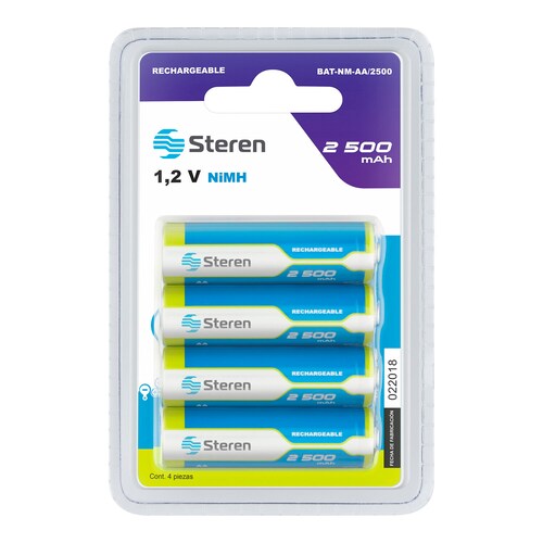 Paquete de 4 pilas recargables de alta capacidad "AA" NiMH 2500 mAh 