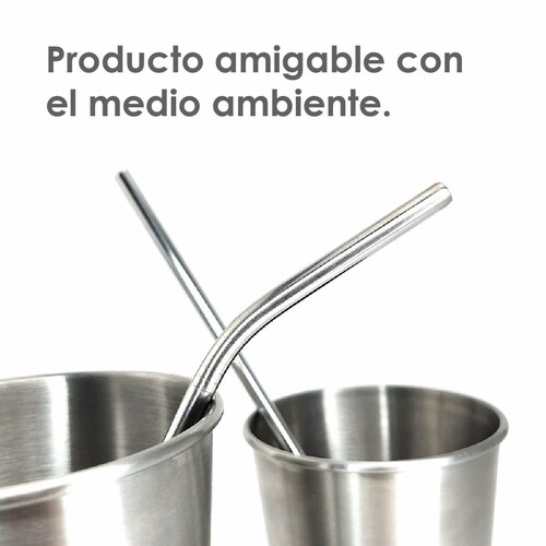 Paquete de 100 popotes de acero inoxidable reutilizables (mixtos)