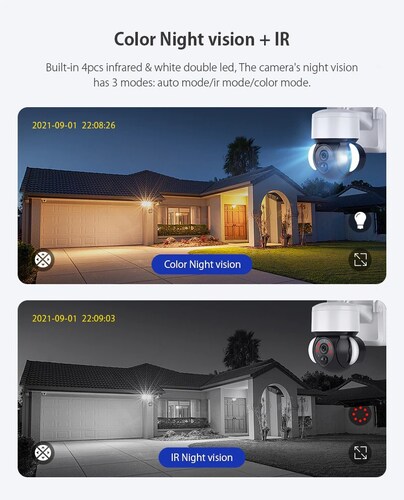 Camara de Seguridad Solar para Videovigilancia con 1080p 800 Lumen Panel Solar Microfono Vision Nocturna WiFi Sensor de Movimiento Resistente al Agua Almacena en Nube o Memoria SD / Master / IOT-CAMSOLTUYA