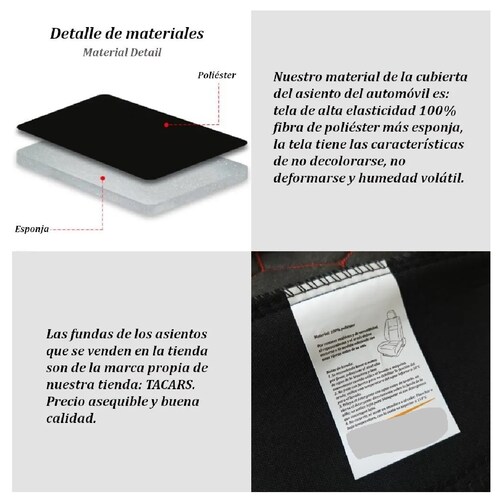 Juego De Fundas Para 5 Asientos De Automóvil, 9 Piezas Rojo