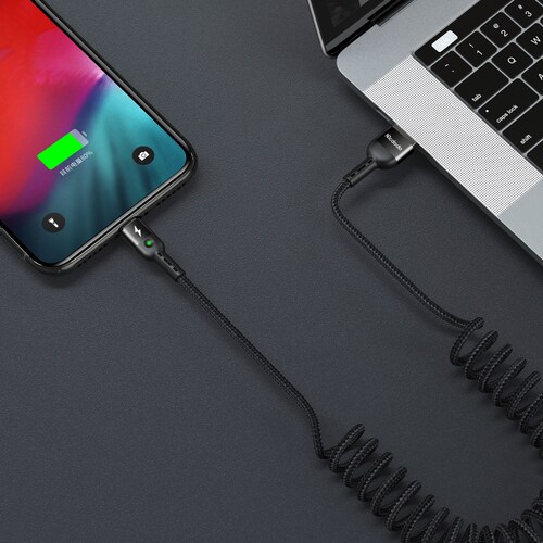 Cable Usb A Tipo C Mcdodo Espiral Retractil Enrollado 1.8m