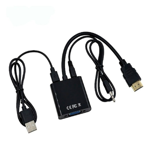 Conversor HDMI a VGA con audio 3.5 y fuente de alimentación USB
