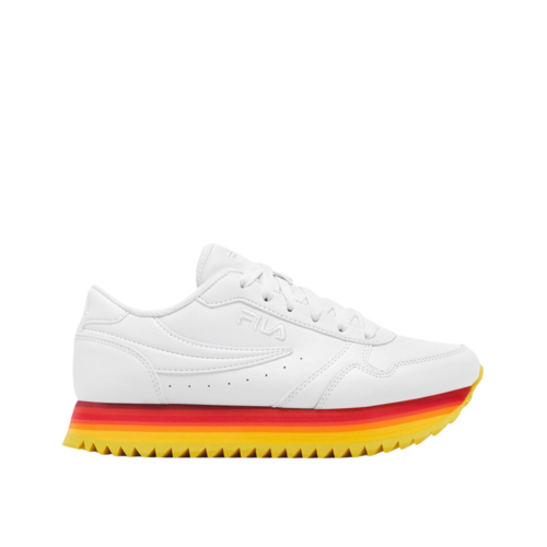 Tenis Fila Orbit Stripe Blanco Amarillo Rojo de Dama Original.