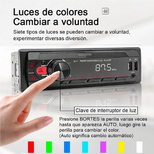 Auto Estereo Coche Reproductor Mp3 Radio Con Bt Aux Usb Sd