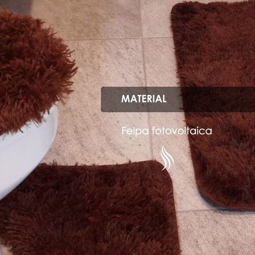 Tapete de baño, juego 3 piezas alfombrillas shag color café