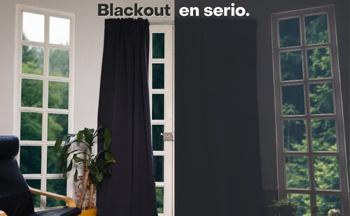 TeCor Cortina Blackout Completa 264x213cm para Recámara o Decoración, 100% Poliéster, Aislamiento Térmico y Reducción de Sonido. Negro.