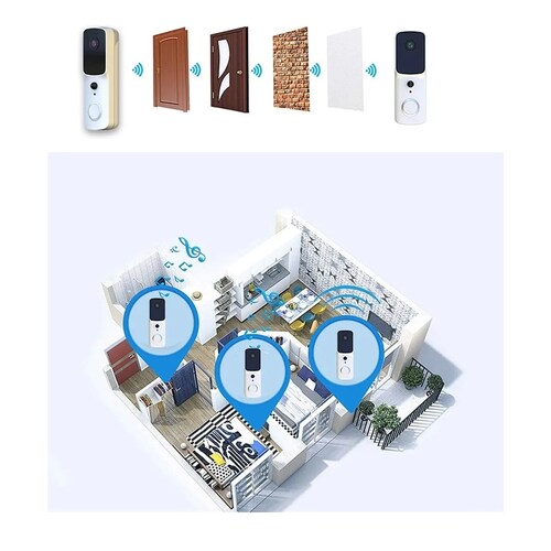 Timbre Interfon Videoportero Inteligente IOT con 1080p Conexion WiFi Seguridad WPS Envia Video y Audio a tu Telefono mediante su App Incluye Sensor de Movimiento Vision Nocturna Alarma Antirrobo y Almacenamiento en la Nube / Master / IOT-VIDEODOORBELL