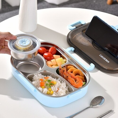 Comida Rápida Bento Box 304 Acero Inoxidable Azul