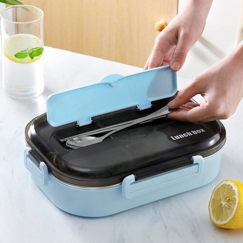 Comida Rápida Bento Box 304 Acero Inoxidable Azul