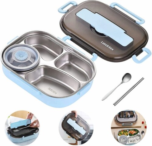 Comida Rápida Bento Box 304 Acero Inoxidable Azul