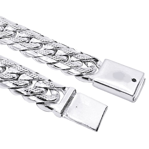 Esclava de plata .925 Barbada diamantada brillante con broche de caja. Incluye caja de regalo