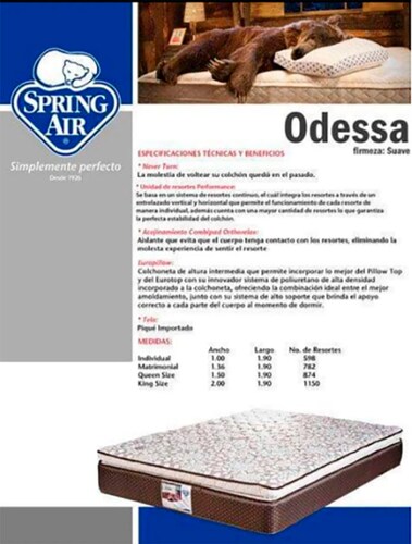 Colchon Spring Air Individual Ortopédico Odesa Nuevo