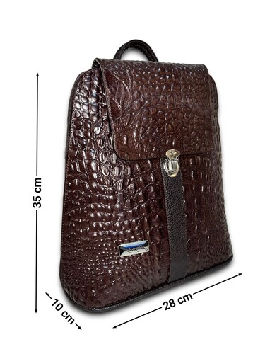 Bolsa dama tipo mochila manos libres Piel Genuina grabado Lagarto