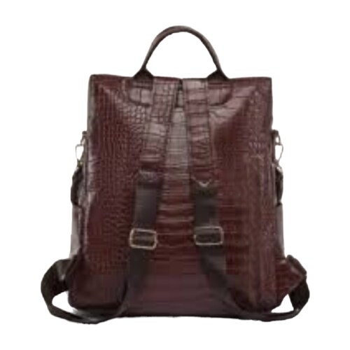 Bolsa dama tipo mochila manos libres Piel Genuina grabado Lagarto