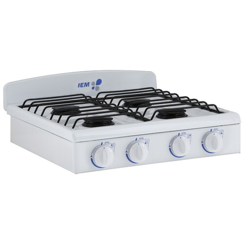Parrilla sobrepuesta a gas 4 quemadores 51 cm Blanca IEM