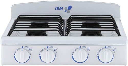Parrilla sobrepuesta a gas 4 quemadores 51 cm Blanca IEM