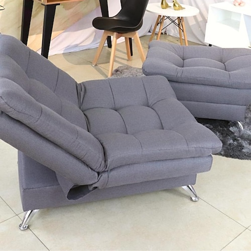 Sofa cama Individual Sillon Reclinable con Taburete tapizado en