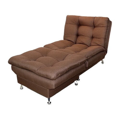 Sofá Reclinable Individual Sillón y Taburete tapizado en Lino Chocolate