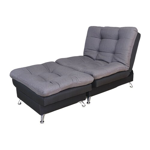 Sillón Reclinable con Reposapies Sofá Cama Moderno Lino Negro con Gris