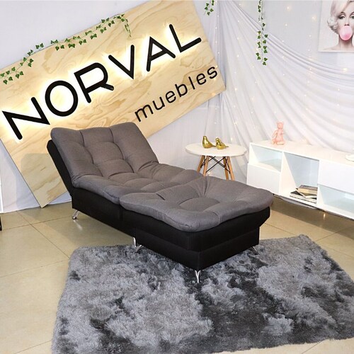 Sillón Reclinable con Reposapies Sofá Cama Moderno Lino Negro con Gris