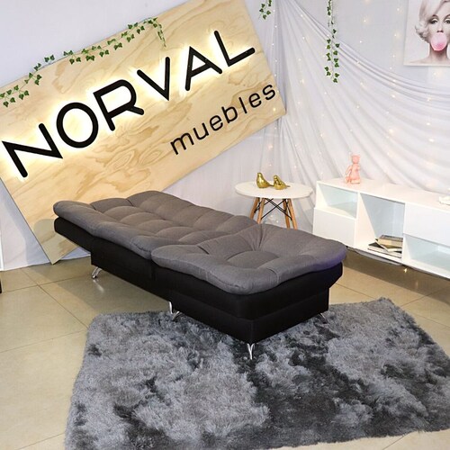 Sillón Reclinable con Reposapies Sofá Cama Moderno Lino Negro con Gris