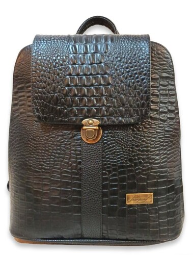 Bolsa dama tipo mochila manos libres Piel Genuina grabado Lagarto